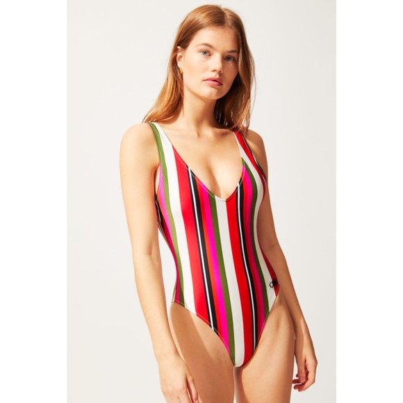 Solid & Striped Michelle Watermelon Striped One Piece Bathing Suit - Picture 2 of 12